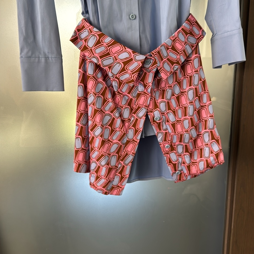 Alexis Light Blue Dress Shirt with Patterned Skirt - Picture 13 of 14